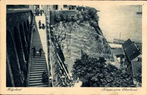 Ak Helgoland in Schleswig Holstein, Treppe zum Oberland