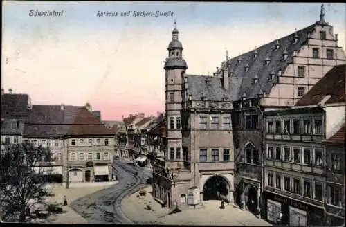 Ak Schweinfurt in Unterfranken Bayern, Rathaus, Rückert-Straße