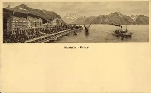 Ak Montreux Kanton Waadt Schweiz, Palace, Dampfer