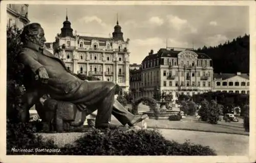 Ak Mariánské Lázně Marienbad Reg. Karlsbad, Goetheplatz