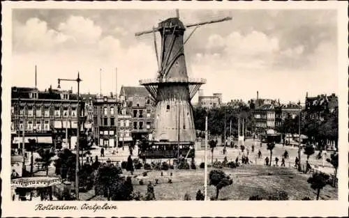 Ak Rotterdam Südholland Niederlande, Oostplein, Windmühle