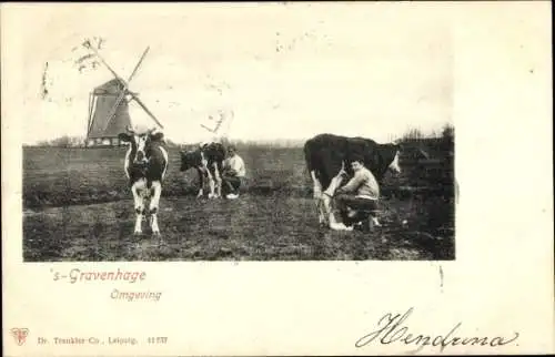 Ak Den Haag Den Haag Südholland, Umgebung, Windmühle