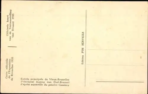 Ak Bruxelles Brüssel, Weltausstellung 1935, Haupteingang zur Altstadt von Brüssel, Oud-Brüssel