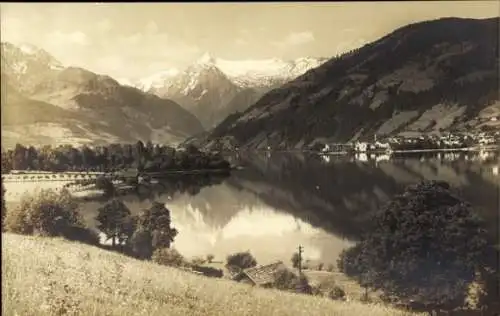 Ak Zell am See in Salzburg, Gesamtansicht, Kitzsteinhorn