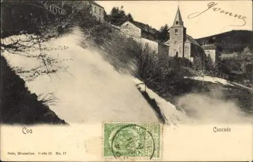 Ak Coo Liège Lüttich Wallonien, Wasserfall, Teil eines Wasserfalls