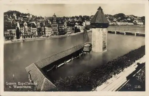 Ak Luzern Stadt Schweiz, Kapellbrücke, Wasserturm