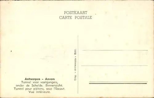 Ak Antwerpen Antwerpen Flandern, Fußgängertunnel, unter der Schelde