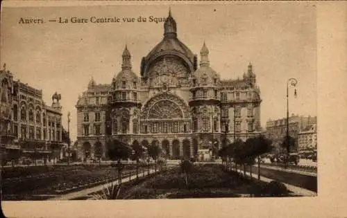 Ak Antwerpen Antwerpen Flandern, Hauptbahnhof, Blick auf den Platz