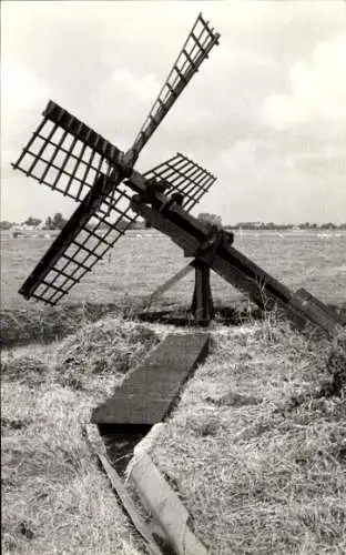 Ak Offingawier Offenwier Friesland Niederlande, Molen, Tjasker