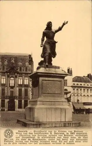 Ak Tournai Wallonien Hennegau, Statue der Prinzessin von Espinoy