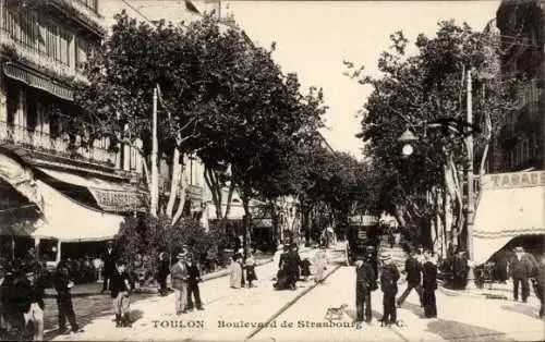 Ak Toulon Var Frankreich, Boulevard de Straßburg, Tabakladen, Brasserie