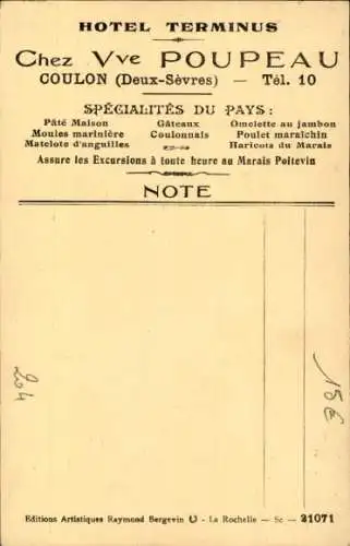 Ak Coulon Deux Sèvres, Hotel Terminus