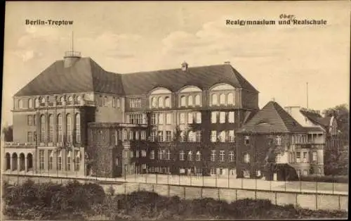 Ak Berlin Treptow, Realgymnasium und Realschule