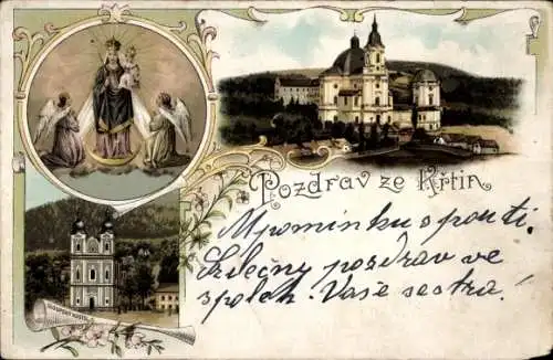 Litho Křtiny Kiritein Kiriteyn Südmähren, Kirche, Gnadenbild