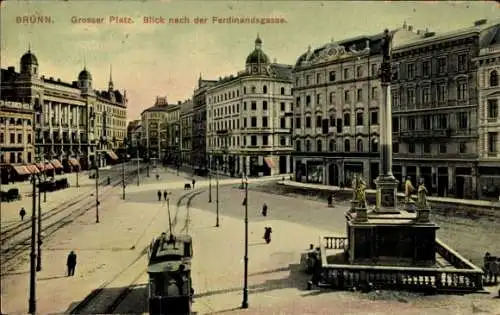 Ak Brno Brünn Südmähren, Großer Platz, Ferdinandsgasse