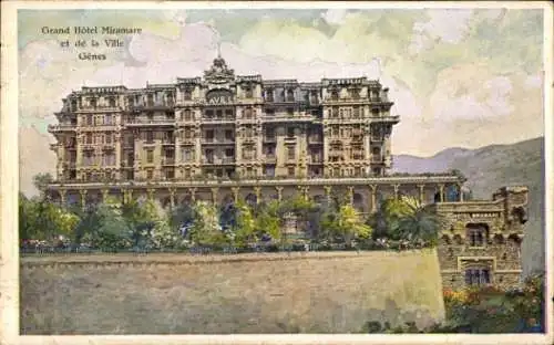 Ak Genua Genua Ligurien, Grand Hotel Miramare und die Stadt