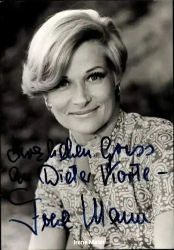 Ak Schauspielerin Irene Mann, Portrait, Autogramm