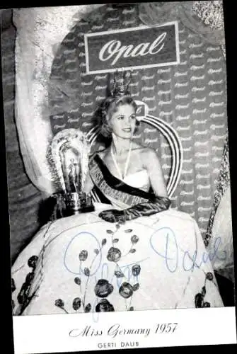 Ak Schauspielerin Gerti Daub, Portrait, Miss Germany 1957, Autogramm