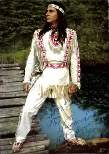 Ak Schauspieler Heinz Ingo Hilgers, Rolle Winnetou, Autogramm