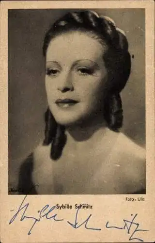 Ak Schauspielerin Sybille Schmitz, Portrait, Autogramm