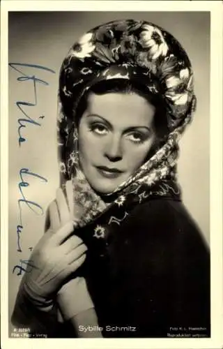 Ak Schauspielerin Sybille Schmitz, Portrait, Autogramm