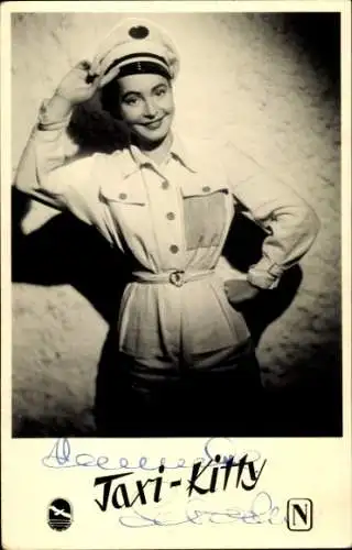 Ak Schauspielerin Hannelore Schroth, Portrait, Rolle Taxi-Kitty, Autogramm
