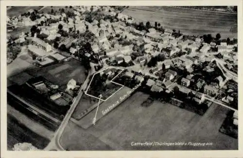 Ak Catterfeld Leinatal in Thüringen, Fliegeraufnahme, Gasthaus Schillerhöhe