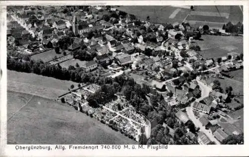 Ak Obergünzburg im Allgäu, Fliegeraufnahme