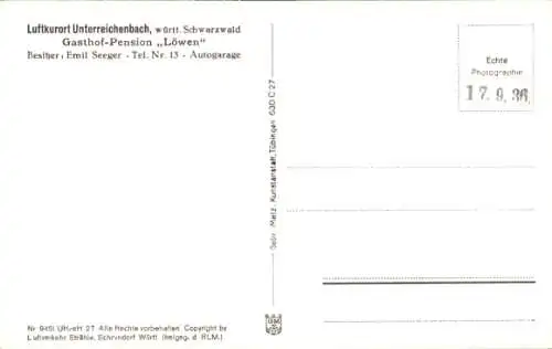 Ak Unterreichenbach im Schwarzwald, Fliegeraufnahme