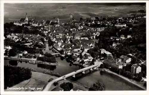 Ak Donauwörth in Schwaben Bayern, Fliegeraufnahme