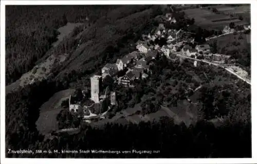 Ak Bad Teinach Zavelstein im Schwarzwald, Fliegeraufnahme mit Ruine Zavelstein