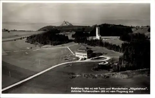 Ak Onstmettingen Albstadt, Raichberg, Turm, Wanderheim Nägelehaus,Fliegeraufnahme