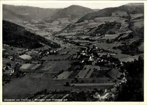 Ak Glottertal im Schwarzwald, Fliegeraufnahme, Gasthaus Zum Hirschen, Inh. H. Strecker