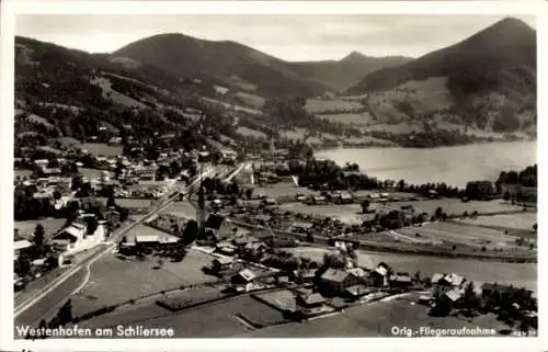 Ak Westenhofen Schliersee in Oberbayern, Fliegeraufnahme