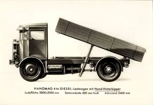 Ak Hanomag 4to Diesel Lastwagen mit Hand-Hinterkipper