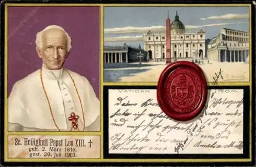 Künstler Litho Heineke, R., Vatikan Roma Rom Lazio, Papst Leo XIII., Vincenzo Gioacchino Pecci