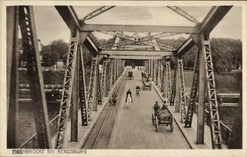 Ak Rendsburg in Schleswig Holstein, Drehbrücke