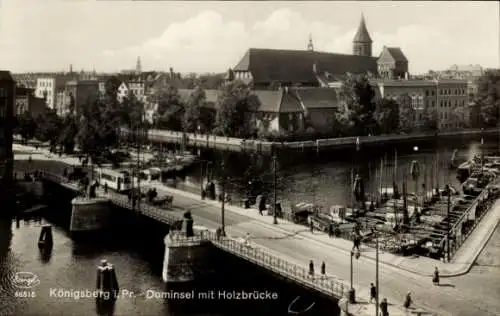 Ak Kaliningrad Königsberg Ostpreußen, Dominsel, Holzbrücke