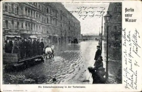 Ak Berlin Schöneberg, Überschwemmung in der Yorckstraße