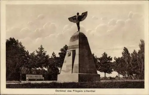 Ak Berlin Steglitz Lichterfelde, Denkmal des Fliegers Lilienthal