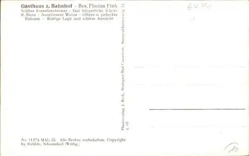 Ak Hetzbach Oberzent im Odenwald, Luftaufnahme, Gasthaus zum Bahnhof