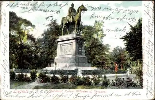 Ak Legnica Liegnitz Schlesien, Denkmal Kaiser Wilhelm I.