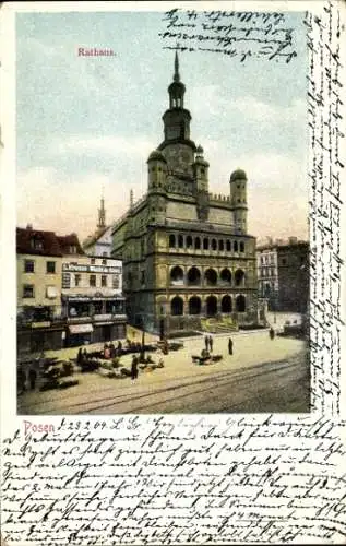 Ak Poznań Posen, Rathaus, Geschäft L. Krause