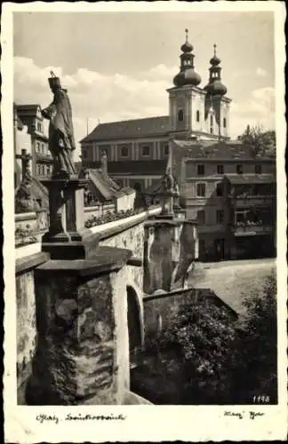 Ak Kłodzko Glatz Schlesien, Brücktorbrücke, Kirche