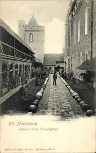 Ak Marienburg Malbork Westpreußen, Nordparcham, Kugelgang