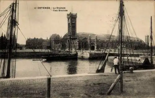 Ak Ostende Ostende Westflandern, Bahnhof