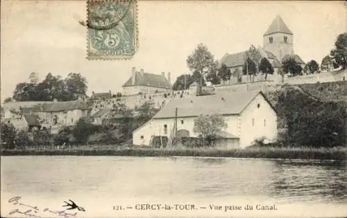 Ak Cercy la Tour Nièvre, Vue prise du Canal