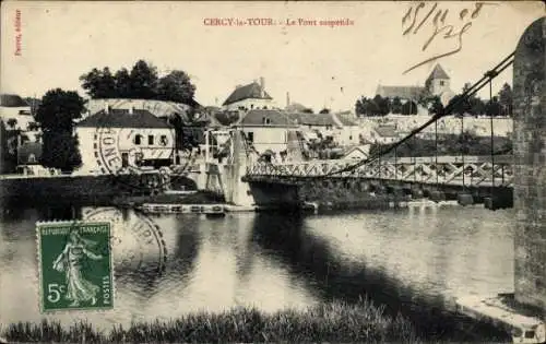 Ak Cercy la Tour Nièvre, Hängebrücke