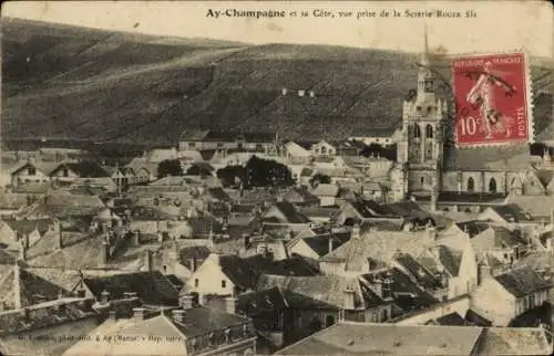 Ak Aÿ Champagne Marne, vue prise de la Scierie