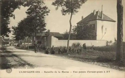 Ak Ay Marne, Campagne 1914, Bataille de la Marne, Une pointe d'avant-poste